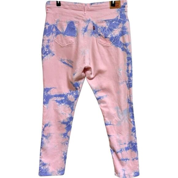 Levi’s Pink Purple Tie Dye 721 High Rise Skinny Ankle Jeans Size 20W - Picture 7 of 13
